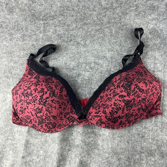 Adrienne Vittadini Other - Adrienne Vittadini Dark‎ red black floral bra with black lace trim 38D